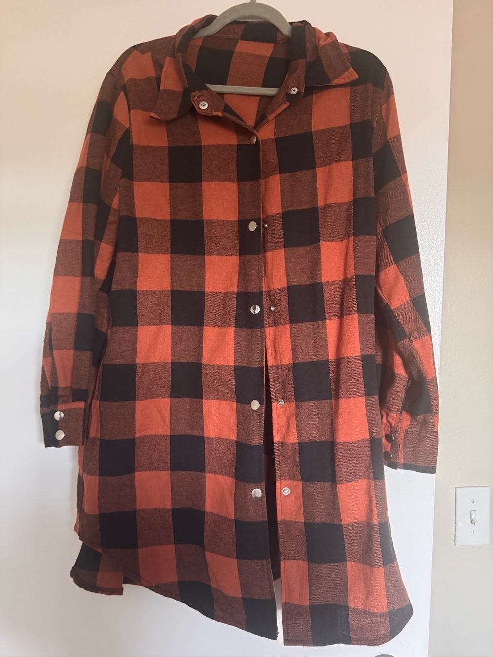 <EVALESS> Color Block Plaid Shacket Jacket - Picture 2 of 5